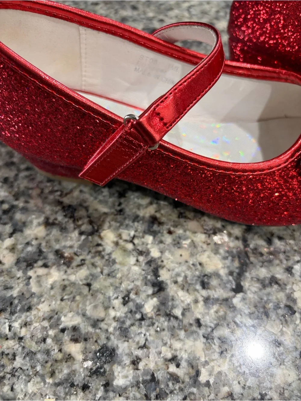 Girls' Red Glitter Mary Jane Dress Shoes with Bow